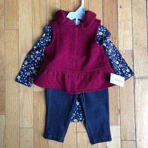 Carters 3 Piece Set - 6M Jean Onesie Vest